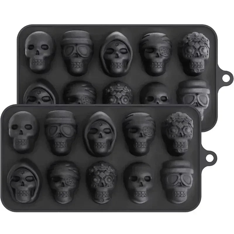 Skull Ice Cube Mold 10-Grid Skull Ice Mold for Halloween Kitchen Tools Reusable Making Accessory for Chocolate Ice Cream And