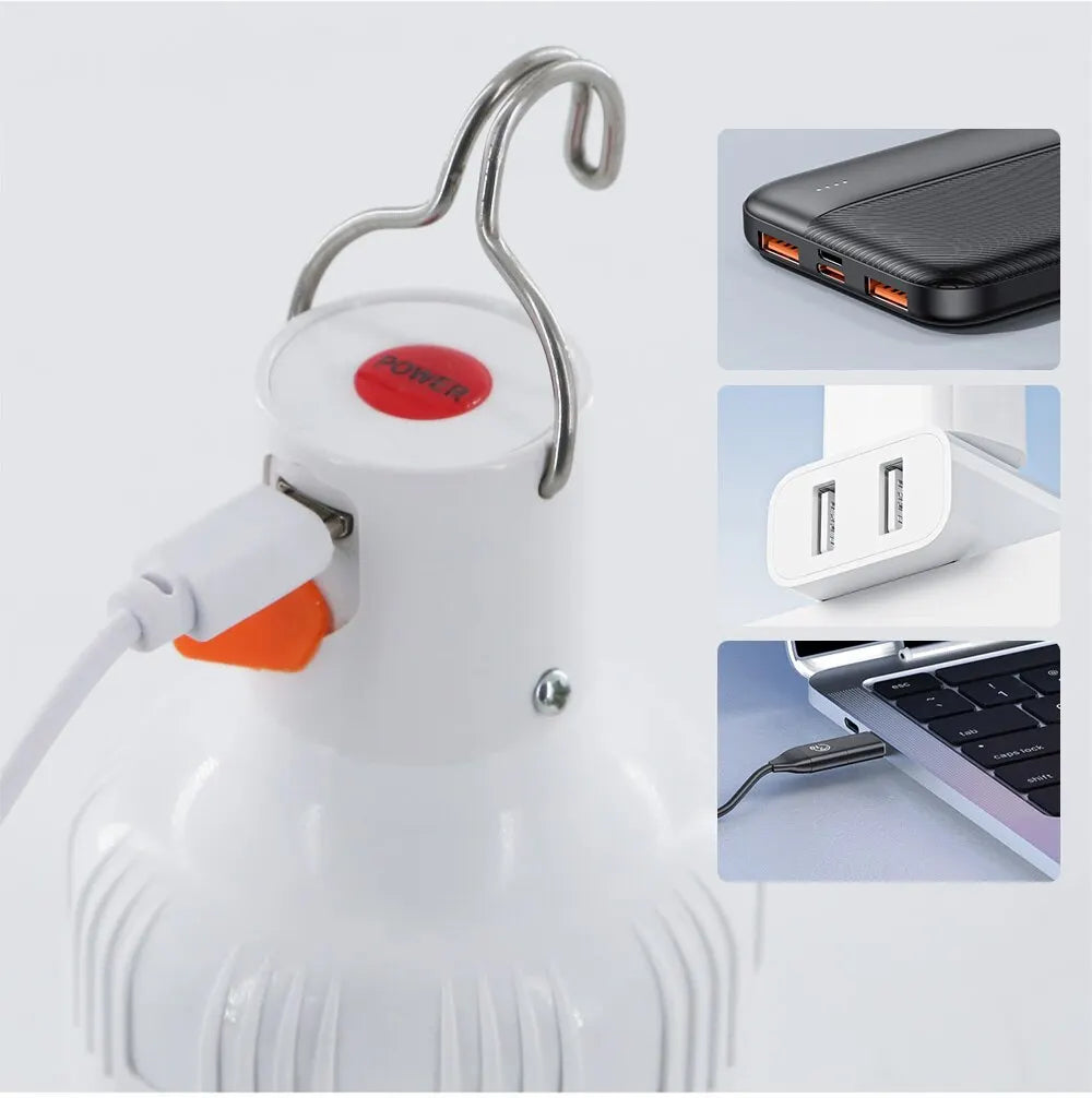 60W USB Rechargeable LED Bulbs Portable High Brightness Outdoor Camping Fishing Hanging Tent Lantern Emergency Night Lights