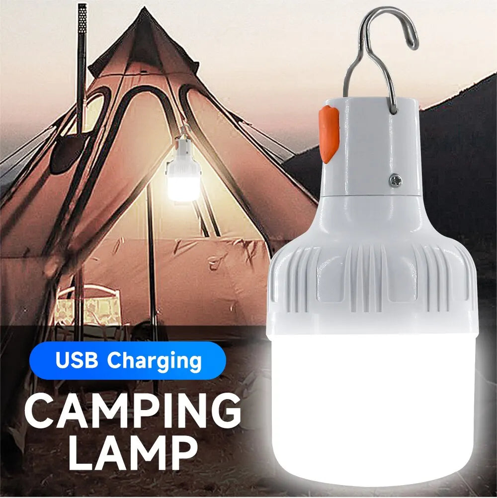 60W USB Rechargeable LED Bulbs Portable High Brightness Outdoor Camping Fishing Hanging Tent Lantern Emergency Night Lights