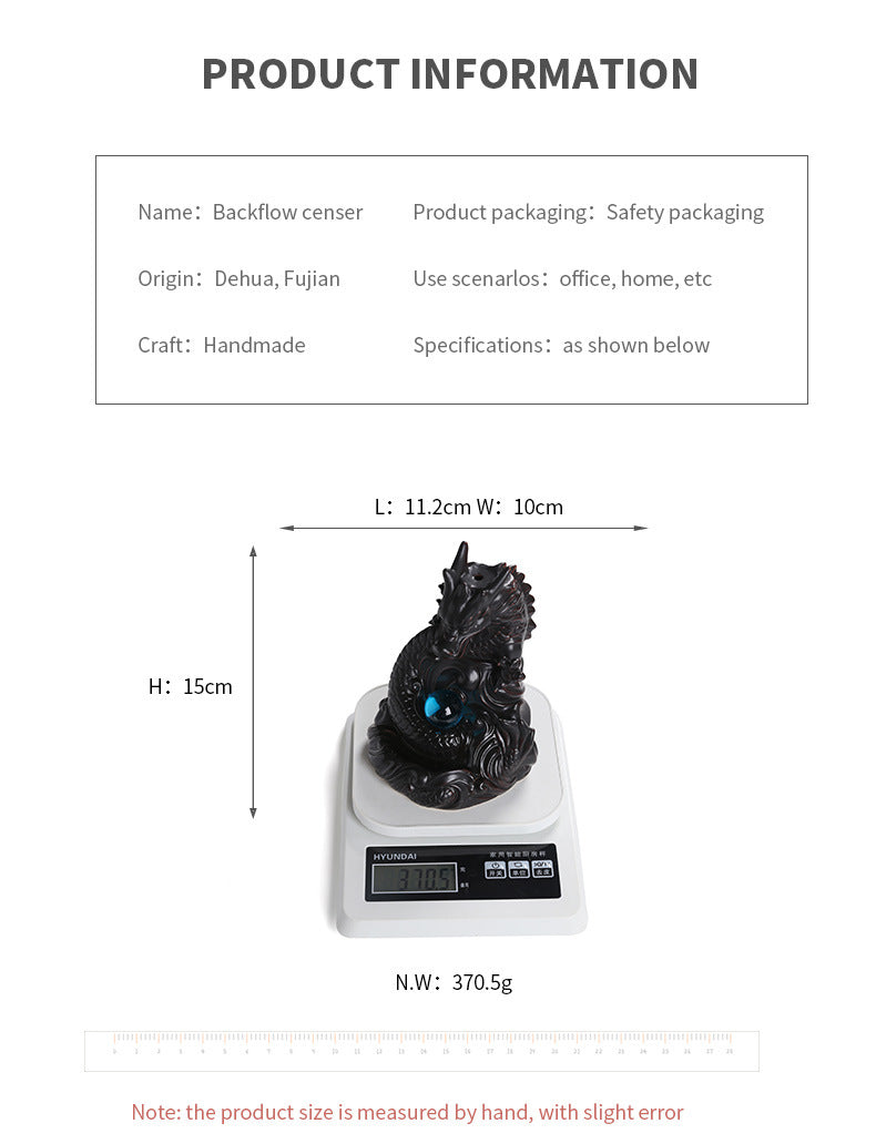 1pc, Dragon Backflow Incense Burner Ceramic Incense Holder, for Home Decor Aromatherapy Relaxation Gifts (Without Incense)