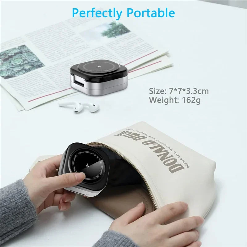 3 In 1 Foldable Magnetic Wireless Charger Stand For iPhone 16 15 14 Samsung IWatch AirPods 3/2 Station Dock Fast Charging Holder