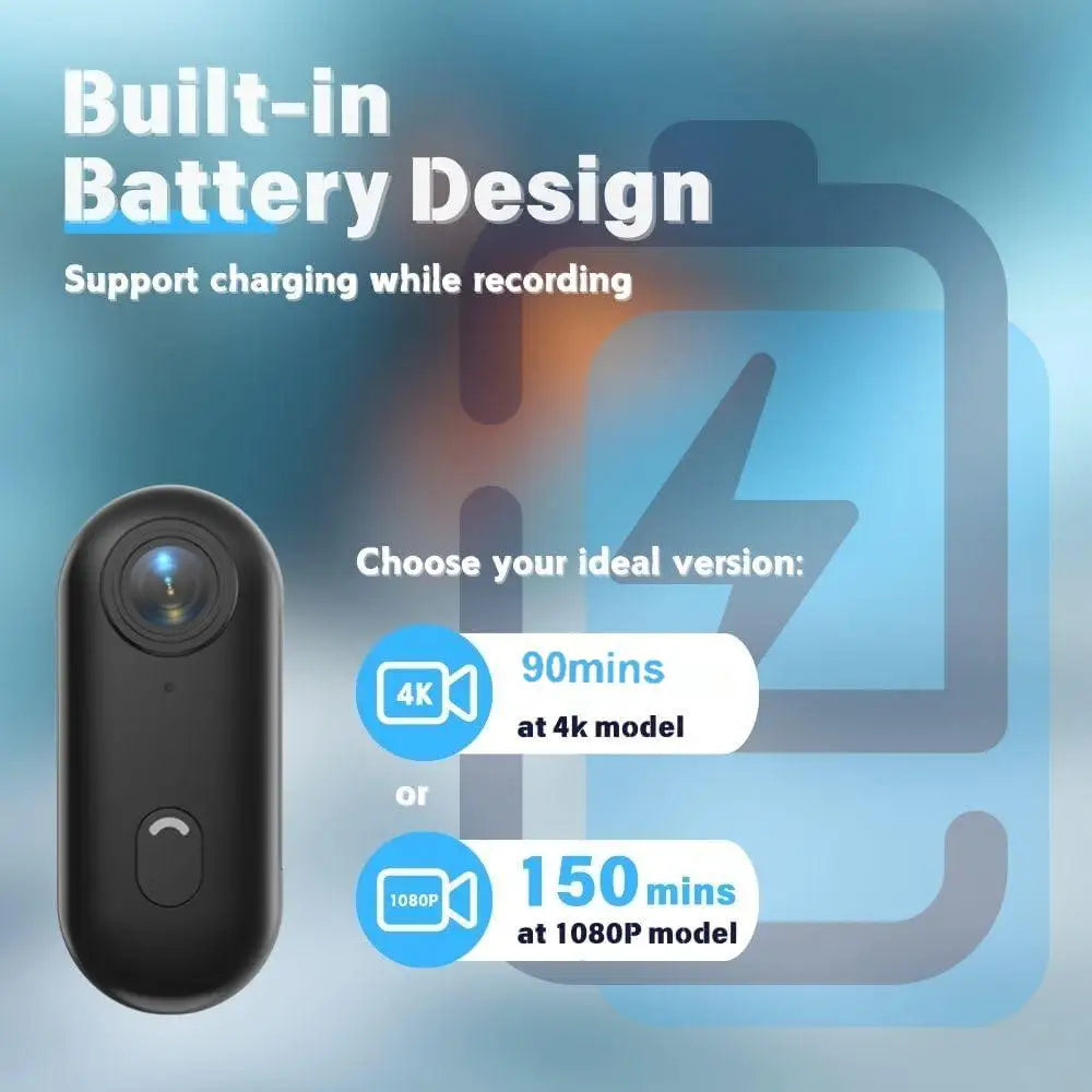 4K HD Mini Vlog Camera with WiFi Wireless Portable Action Body Cam for Sports Travel Photography Pocket Sized Video Recorder