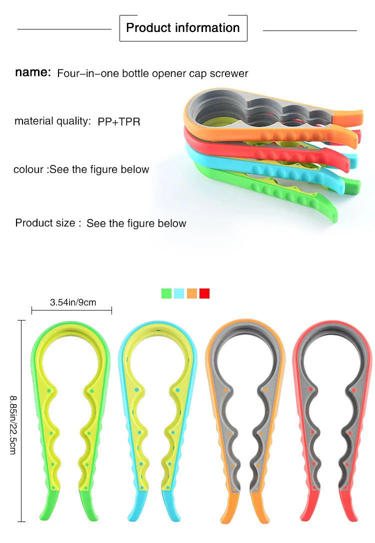 1/2Pcs Multifunctional Cap Opener Four-In-One Cap Opener Can Opener Labor-Saving Cap Opener Kitchen Daily Necessities Bottle Opener Can Opener