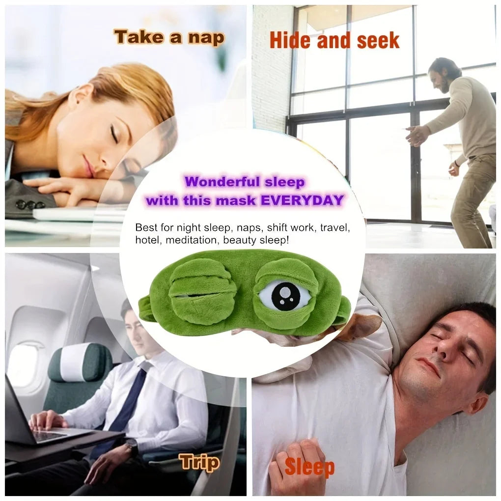 3D Sad Frog Sleep Mask Natural Sleeping Eyeshade Cover Shade Eye Patch Women Men Soft Portable Blindfold Travel Eyepatch