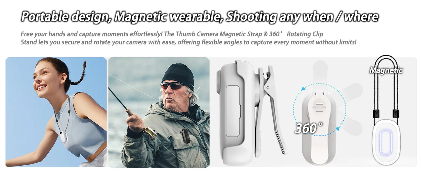4K HD Mini Vlog Camera with WiFi Wireless Portable Action Body Cam for Sports Travel Photography Pocket Sized Video Recorder