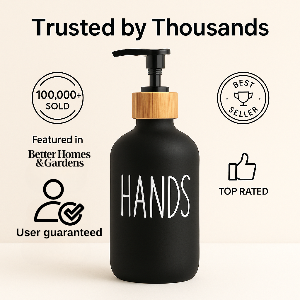 BambuSet™ – Refillable Soap & Lotion Bottles with Bamboo Tray 500ml