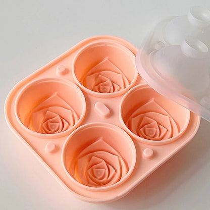 1/2pcs Elegant Rose Shaped Ice Cube Mold Reusable Food Grade Silicone IceTray Ice Ball Mold for Effortless Dessert Summer Drinks - aqcollective