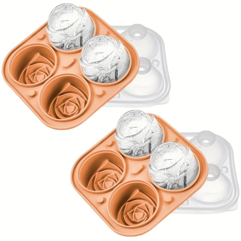 1/2pcs Elegant Rose Shaped Ice Cube Mold Reusable Food Grade Silicone IceTray Ice Ball Mold for Effortless Dessert Summer Drinks - aqcollective