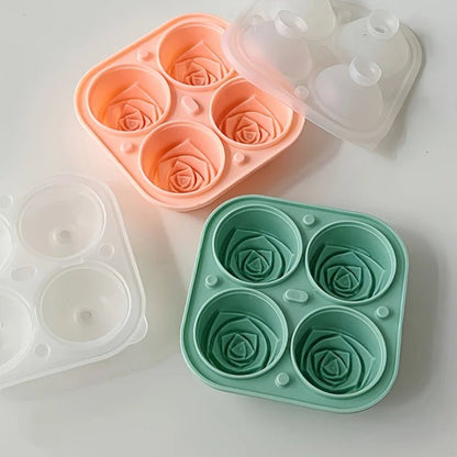 1/2pcs Elegant Rose Shaped Ice Cube Mold Reusable Food Grade Silicone IceTray Ice Ball Mold for Effortless Dessert Summer Drinks - aqcollective