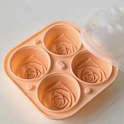 1/2pcs Elegant Rose Shaped Ice Cube Mold Reusable Food Grade Silicone IceTray Ice Ball Mold for Effortless Dessert Summer Drinks - aqcollective