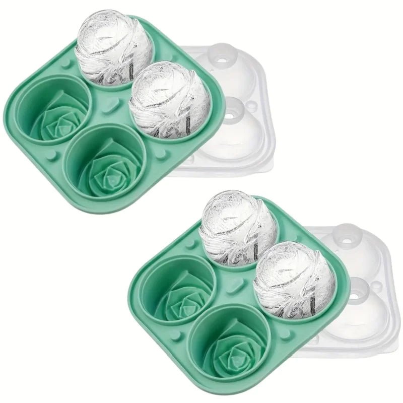 1/2pcs Elegant Rose Shaped Ice Cube Mold Reusable Food Grade Silicone IceTray Ice Ball Mold for Effortless Dessert Summer Drinks - aqcollective