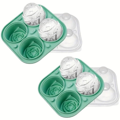 1/2pcs Elegant Rose Shaped Ice Cube Mold Reusable Food Grade Silicone IceTray Ice Ball Mold for Effortless Dessert Summer Drinks - aqcollective