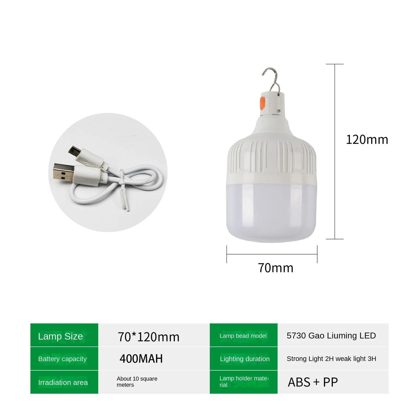 60W USB Rechargeable LED Bulbs Portable High Brightness Outdoor Camping Fishing Hanging Tent Lantern Emergency Night Lights - aqcollective