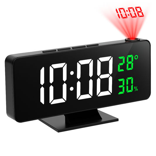 GlowCast™ – Projection Digital Alarm Clock with Temperature & Humidity Display