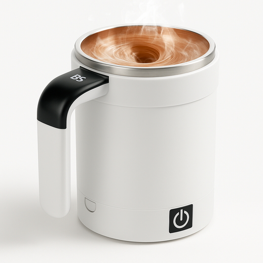 BrewFlow™ – Self-Stirring Magnetic Mug for Effortless Sips