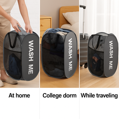 FlexNest™ – Foldable Ventilated Laundry Basket with Handles