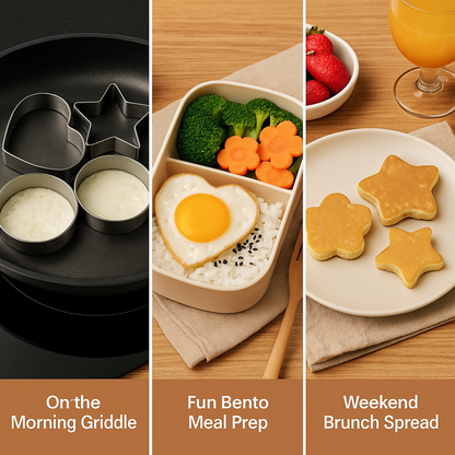 EggCraft™ – Stainless Steel Egg & Pancake Ring Set (5pcs)