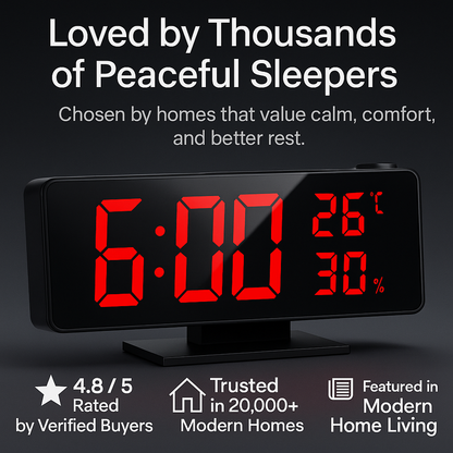 GlowCast™ – Projection Digital Alarm Clock with Temperature & Humidity Display