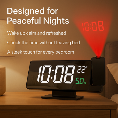 GlowCast™ – Projection Digital Alarm Clock with Temperature & Humidity Display