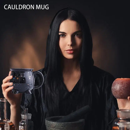 Witch Cup All-Season Drinkware Halloween Mugs 11 oz Halloween Cauldron Ceramic Mugs Hot Cocoa Mugs Drinking Cups for Coffee Tea