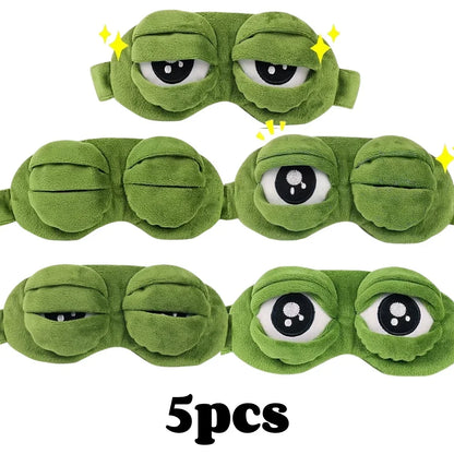 3D Sad Frog Sleep Mask Natural Sleeping Eyeshade Cover Shade Eye Patch Women Men Soft Portable Blindfold Travel Eyepatch