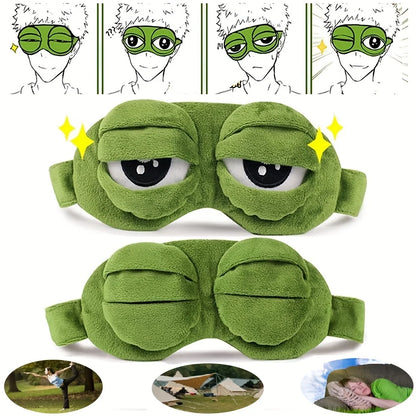 3D Sad Frog Sleep Mask Natural Sleeping Eyeshade Cover Shade Eye Patch Women Men Soft Portable Blindfold Travel Eyepatch