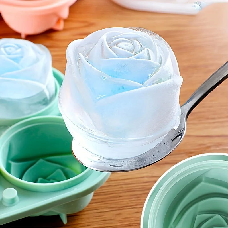 1/2pcs Elegant Rose Shaped Ice Cube Mold Reusable Food Grade Silicone IceTray Ice Ball Mold for Effortless Dessert Summer Drinks