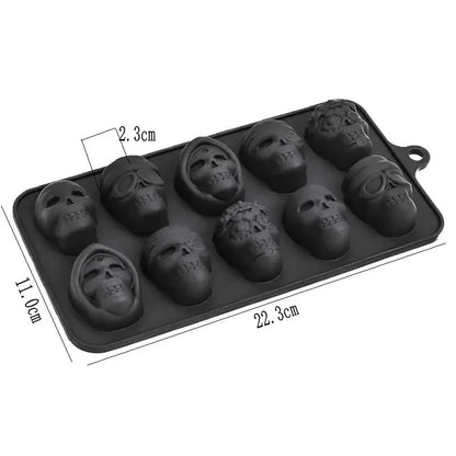 Skull Ice Cube Mold 10-Grid Skull Ice Mold for Halloween Kitchen Tools Reusable Making Accessory for Chocolate Ice Cream And