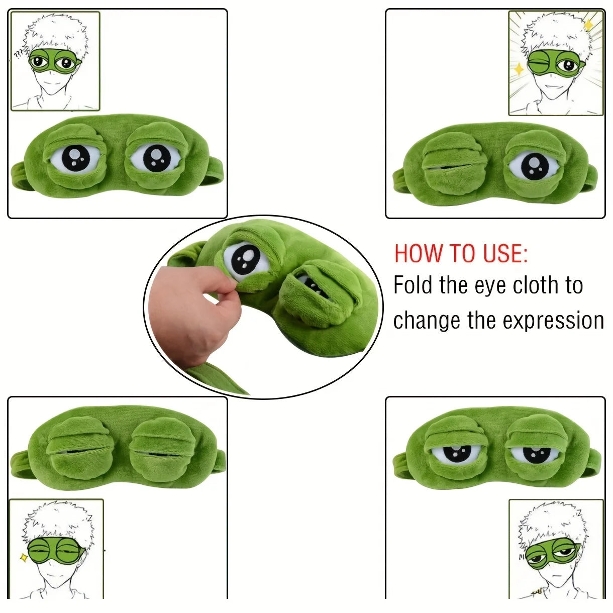 3D Sad Frog Sleep Mask Natural Sleeping Eyeshade Cover Shade Eye Patch Women Men Soft Portable Blindfold Travel Eyepatch