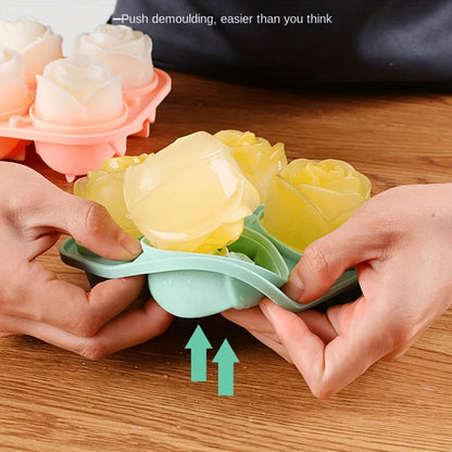 1/2pcs Elegant Rose Shaped Ice Cube Mold Reusable Food Grade Silicone IceTray Ice Ball Mold for Effortless Dessert Summer Drinks