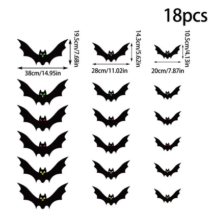 18/36pcs Black Halloween Bat Garland String Hanging Decoration Haunted House Horror Props Halloween Themed Party Decorations