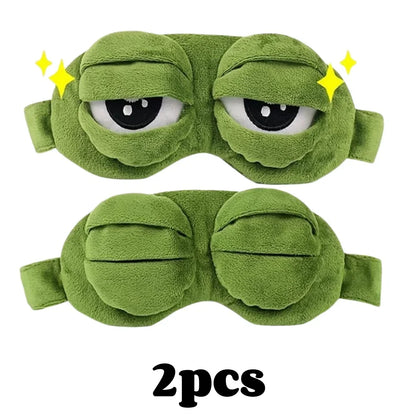 3D Sad Frog Sleep Mask Natural Sleeping Eyeshade Cover Shade Eye Patch Women Men Soft Portable Blindfold Travel Eyepatch