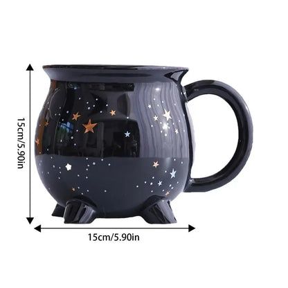 Witch Cup All-Season Drinkware Halloween Mugs 11 oz Halloween Cauldron Ceramic Mugs Hot Cocoa Mugs Drinking Cups for Coffee Tea
