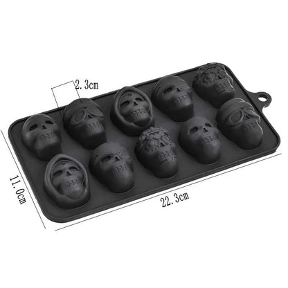 Skull Ice Cube Mold 10-Grid Skull Ice Mold for Halloween Kitchen Tools Reusable Making Accessory for Chocolate Ice Cream And