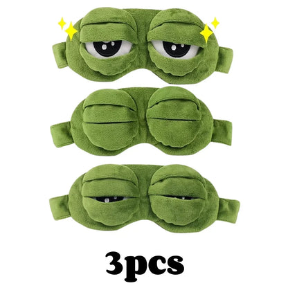 3D Sad Frog Sleep Mask Natural Sleeping Eyeshade Cover Shade Eye Patch Women Men Soft Portable Blindfold Travel Eyepatch
