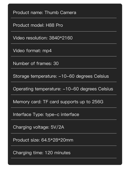 4K HD Mini Vlog Camera with WiFi Wireless Portable Action Body Cam for Sports Travel Photography Pocket Sized Video Recorder