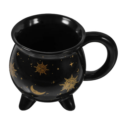 Cauldron Coffee Mug 350ml Black Ceramic Witch Mugs,Adorable Sorceress’s Potion Themed Cups,Ideal for Christmas Thanksgiving Part