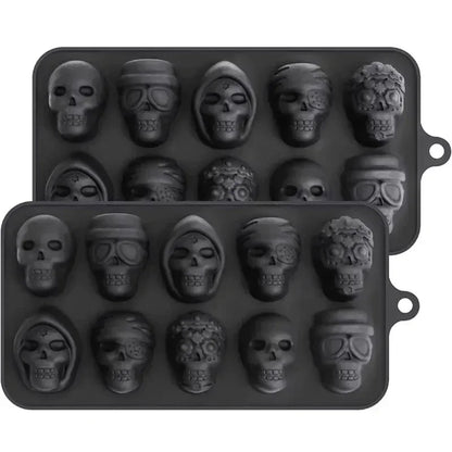 Skull Ice Cube Mold 10-Grid Skull Ice Mold for Halloween Kitchen Tools Reusable Making Accessory for Chocolate Ice Cream And