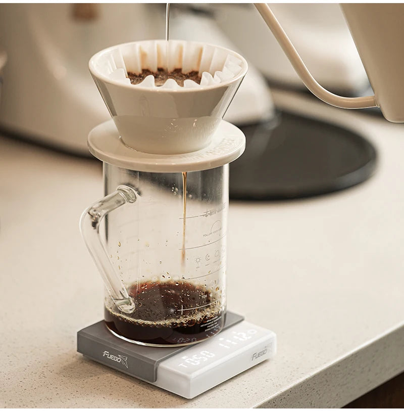 Fuego Kitchen Coffee Scale with Timer Rechargeable Digital Scale 0.1g High Precision 3 Modes Drip Espresso Scale Barista Gift