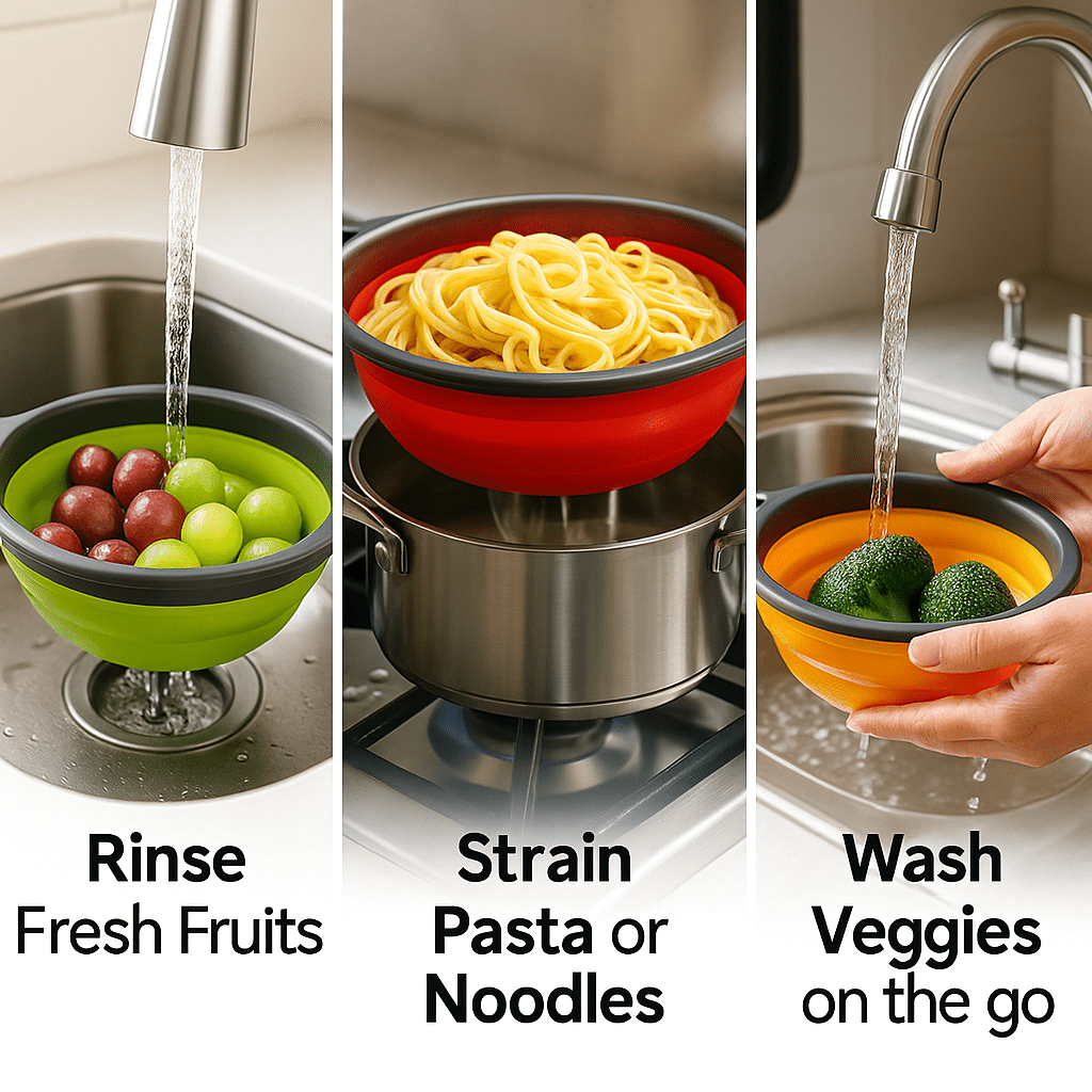 FlexiDrain™ – Compact Silicone Colander - aqcollective