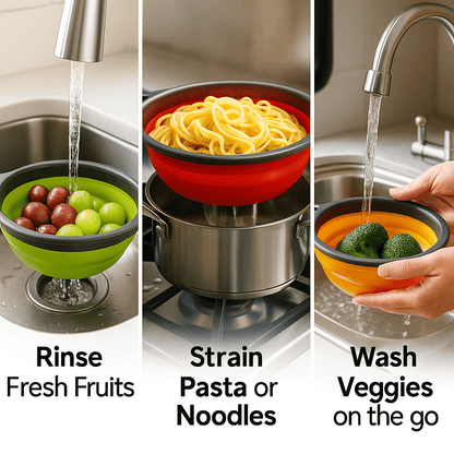 FlexiDrain™ – Compact Silicone Colander - aqcollective