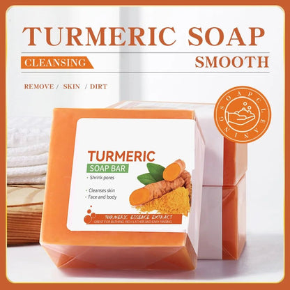 Hand Made Turmeric Soap Body Cleaning Lightening Dark Underarm Leg Body Cleansers Brightening Face Soap Tender Skin Care Beauty - aqcollective