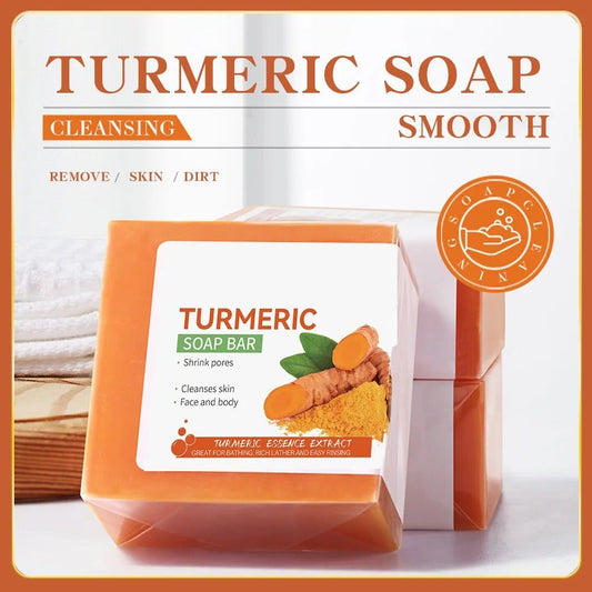 Hand Made Turmeric Soap Body Cleaning Lightening Dark Underarm Leg Body Cleansers Brightening Face Soap Tender Skin Care Beauty - aqcollective