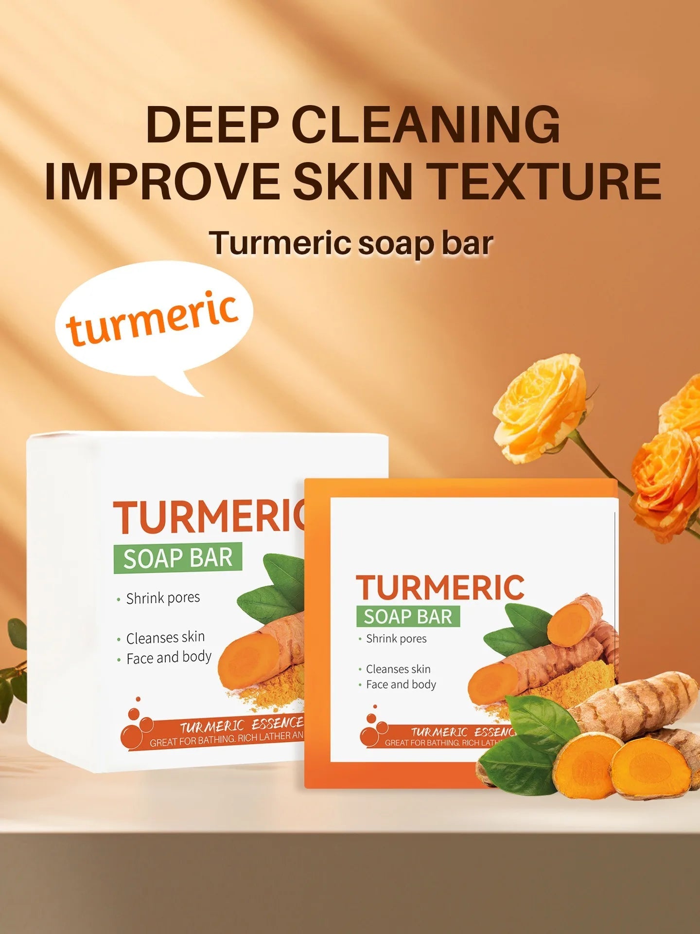 Hand Made Turmeric Soap Body Cleaning Lightening Dark Underarm Leg Body Cleansers Brightening Face Soap Tender Skin Care Beauty - aqcollective