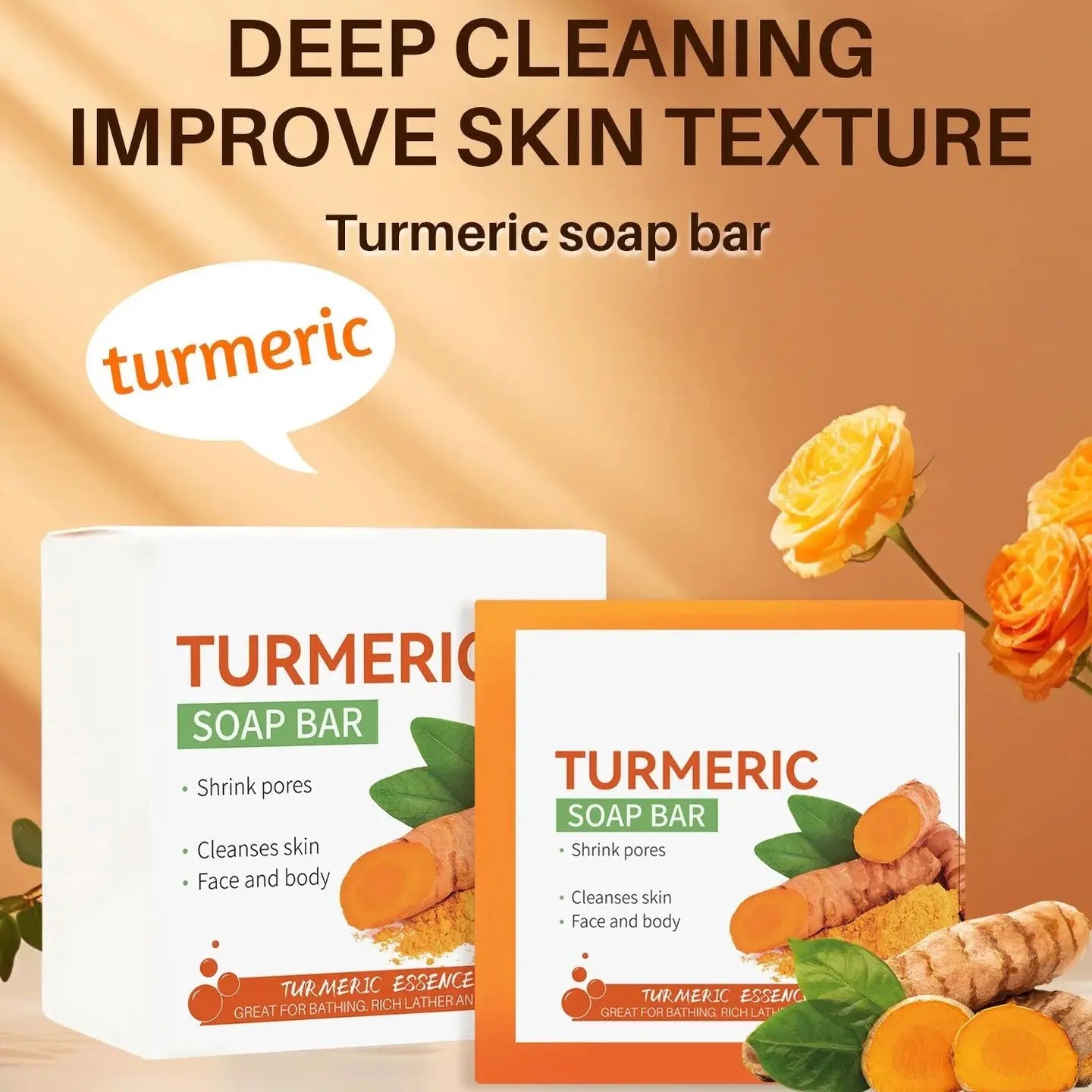 Hand Made Turmeric Soap Body Cleaning Lightening Dark Underarm Leg Body Cleansers Brightening Face Soap Tender Skin Care Beauty - aqcollective