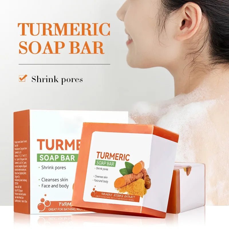 Hand Made Turmeric Soap Body Cleaning Lightening Dark Underarm Leg Body Cleansers Brightening Face Soap Tender Skin Care Beauty - aqcollective