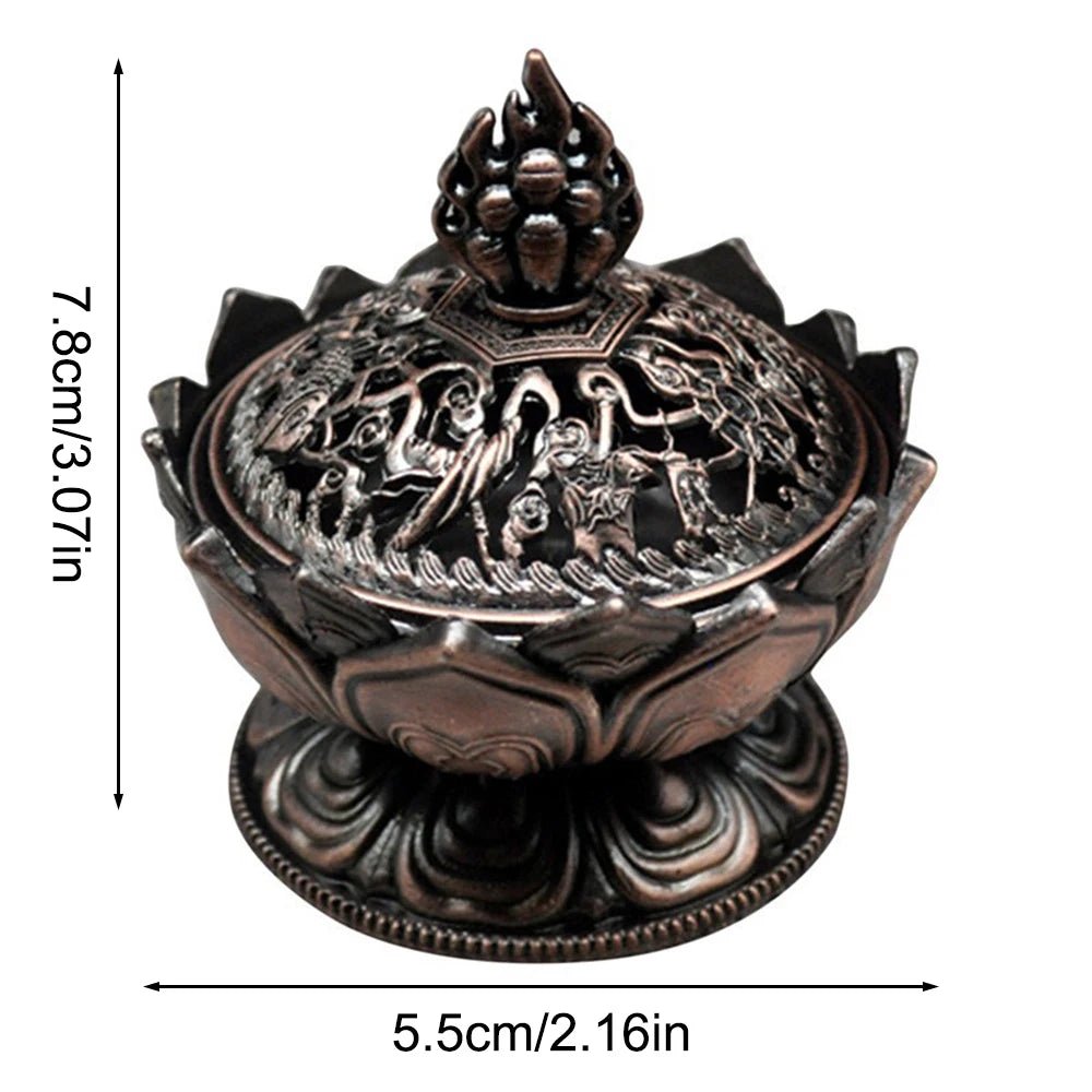 Lotus Flower Incense Burner Buddhism Buddha Holder Brass Mini Sandalwood Censer Incense Metal Craft Home Decoration - aqcollective