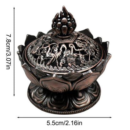 Lotus Flower Incense Burner Buddhism Buddha Holder Brass Mini Sandalwood Censer Incense Metal Craft Home Decoration - aqcollective