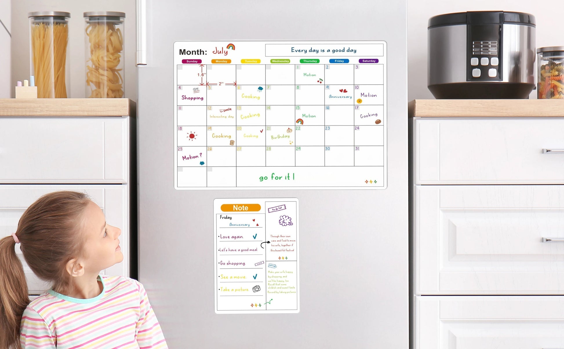 Magnetic Calendar For Fridge Monthly Weekly Planner Calendar Table Dry Erase Whiteboard With Pen Fridge Sticker Message Board - aqcollective