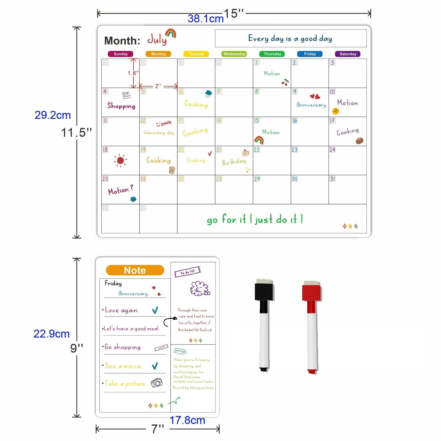 Magnetic Calendar For Fridge Monthly Weekly Planner Calendar Table Dry Erase Whiteboard With Pen Fridge Sticker Message Board - aqcollective